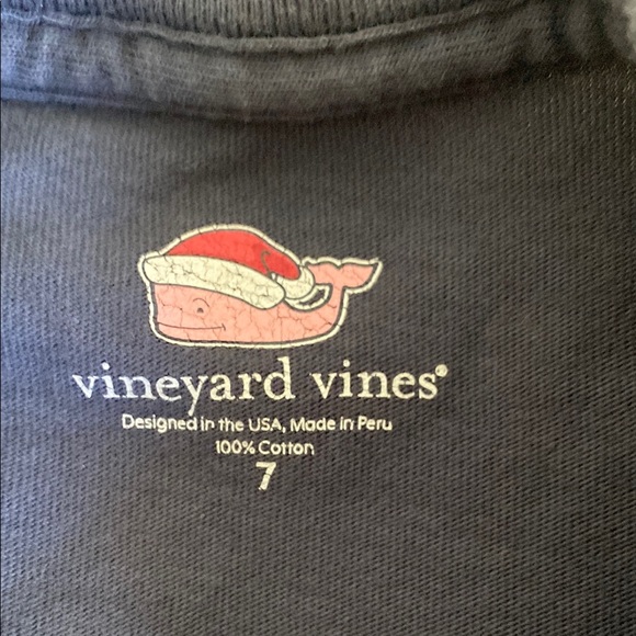 Vineyard Vines Navy Holiday | Christmas long sleeve T-Shirt - size 7 - Picture 3 of 4